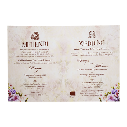 Peach Floral Wedding Invitation Card-King of Cards