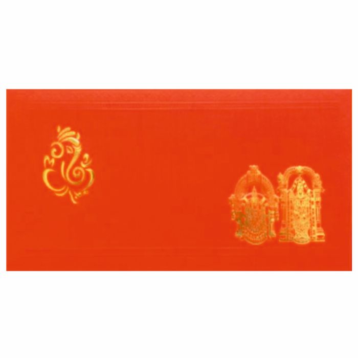 Beautiful Orange Color Ganesha Wedding Card-King of Cards