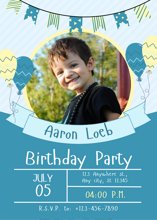 Blue Boy Kids Birthday Invitation-King of Cards