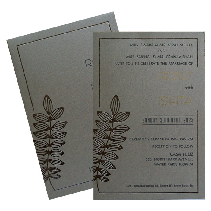 Grey Petal Single Sheet Invitation Card-King of Cards