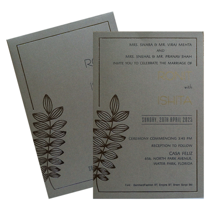 Grey Petal Single Sheet Invitation Card-KRCS7211