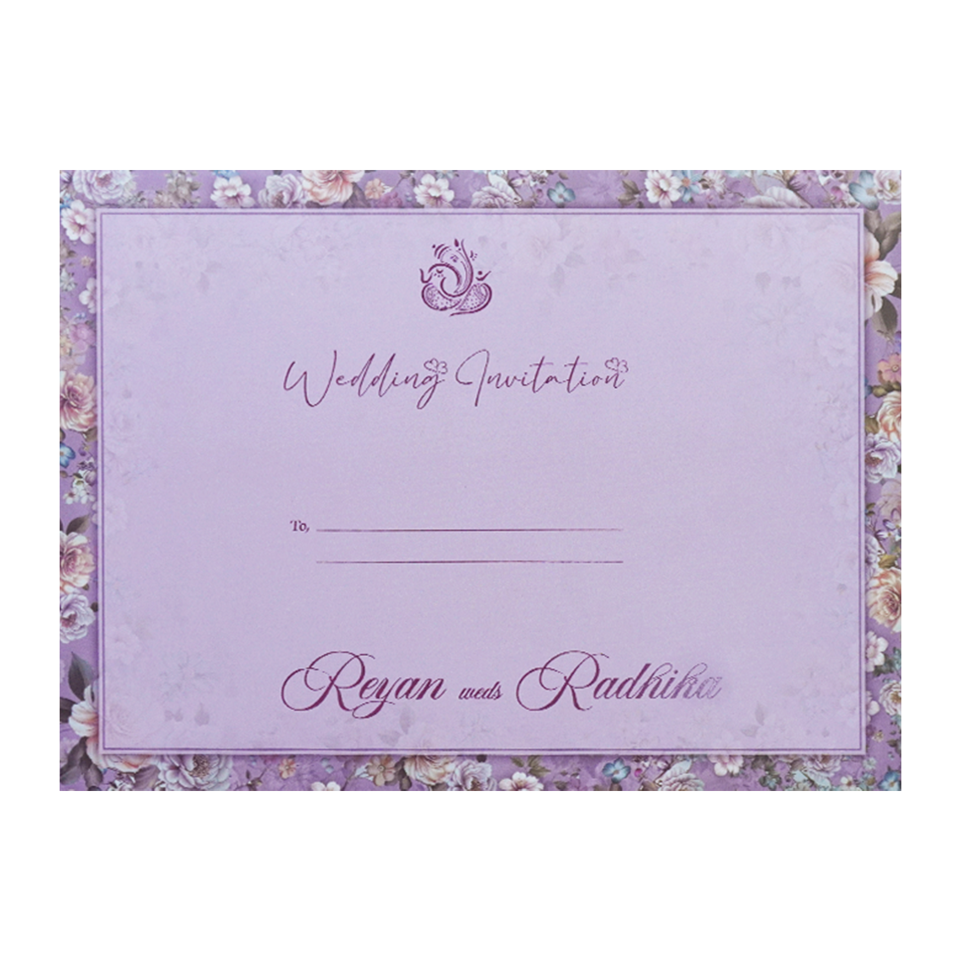 Purple Floral Padded Wedding Card-KSH72930