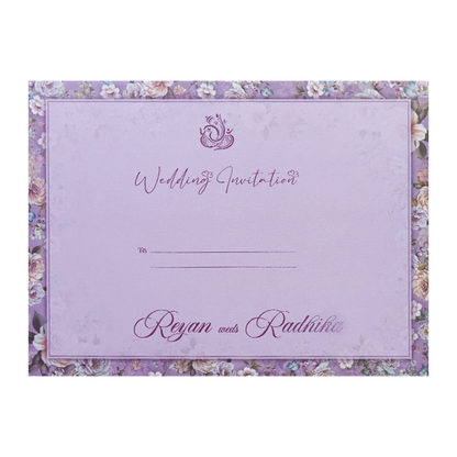 Purple Floral Padded Wedding Card-KSH72930