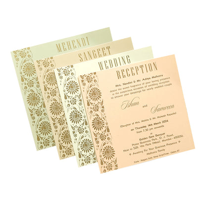Cream Gold Design Invitation Card-KRC29832