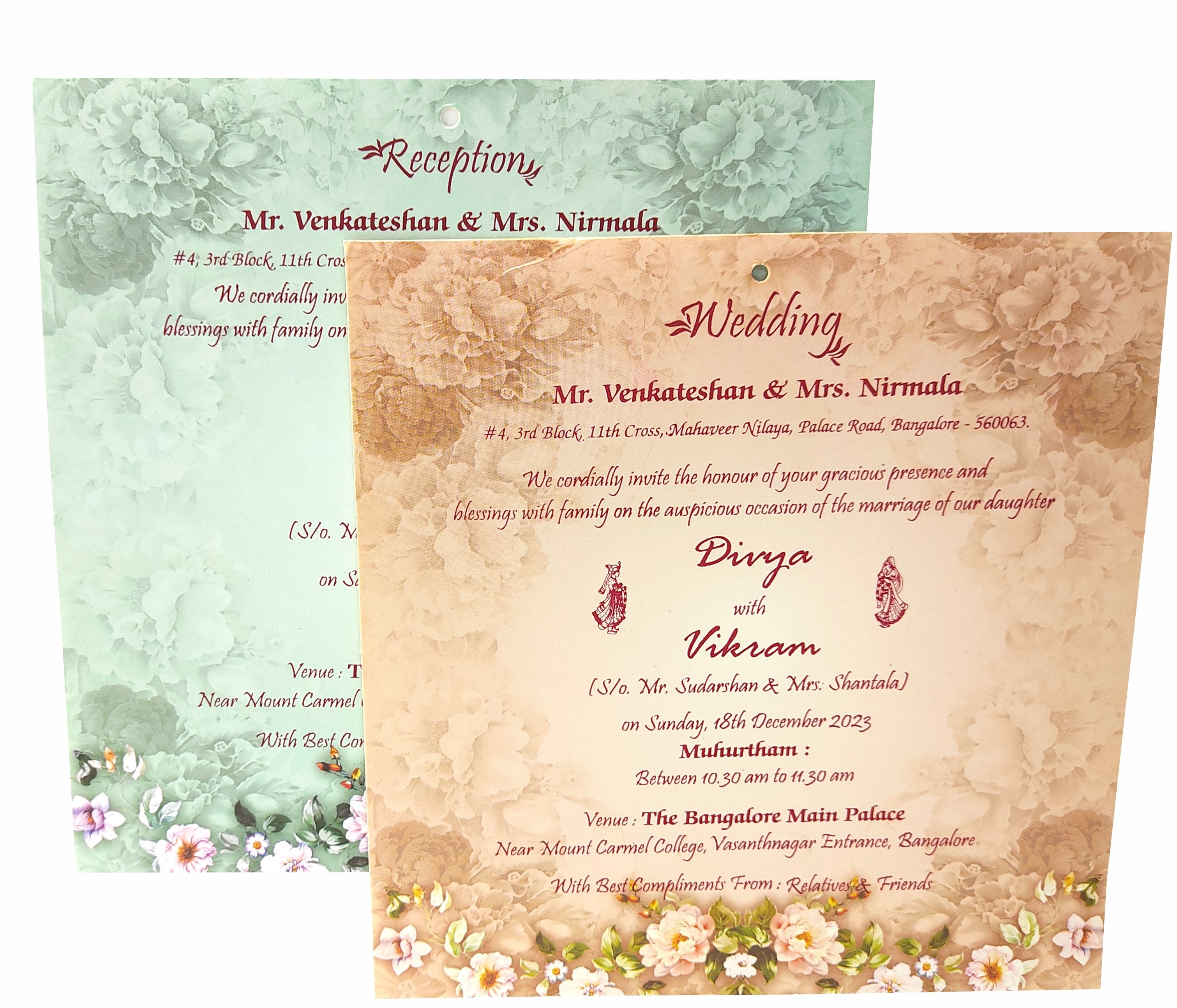 Blue Floral Offset Invitation Card-KNCY4602B