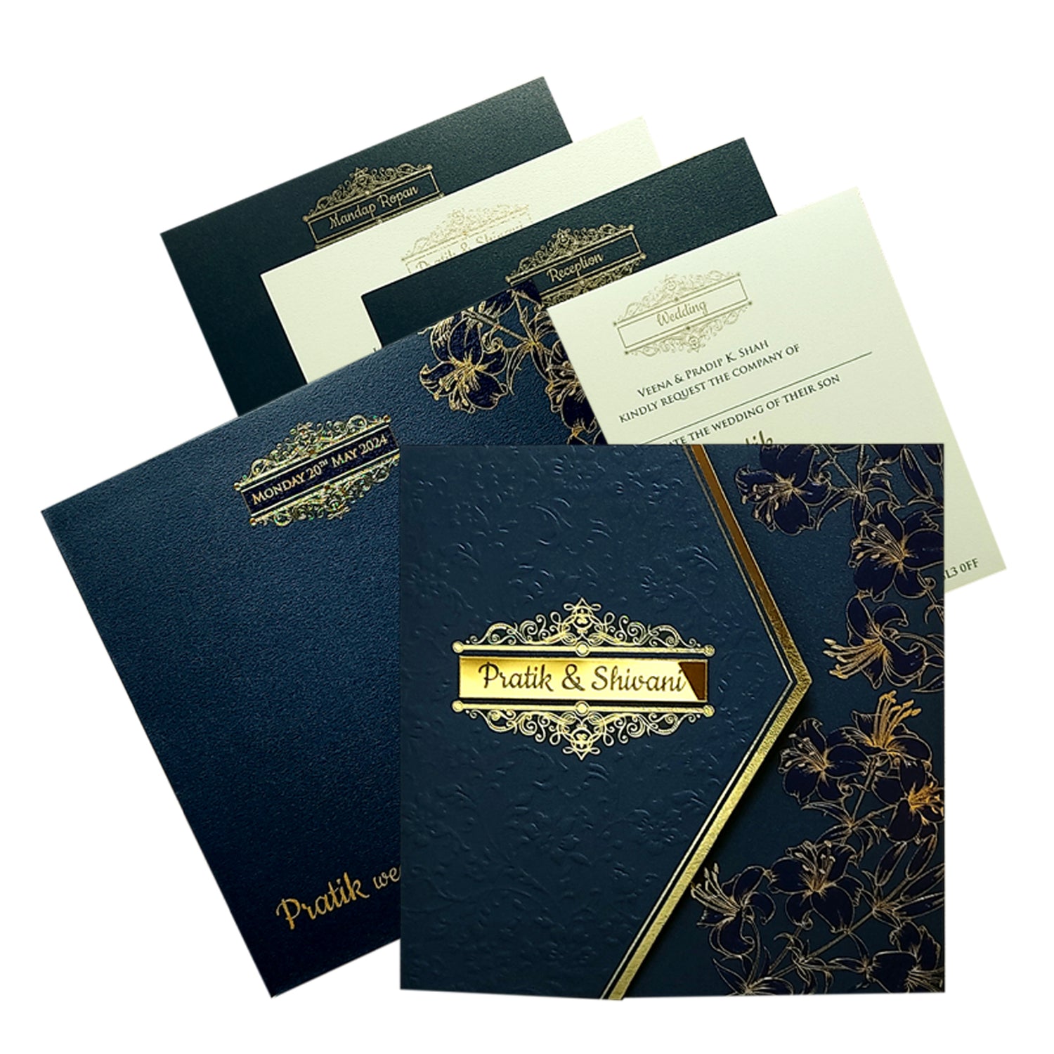 Celebrate in style with customized Blue Floral Nameplate Door Invitation Card. Order now! ?WhatsApp Support ?Express Delivery.