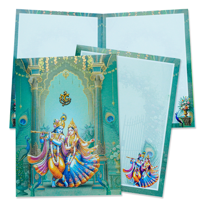 Green Radha Krishna Elegant Wedding Card - KNTY6816