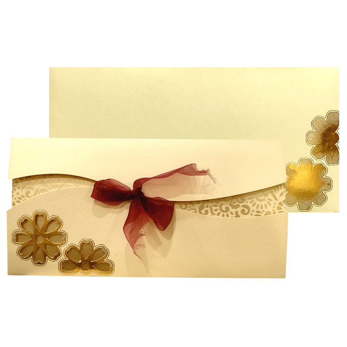 Cream Floral Ribbon Invitation Card-King of Cards