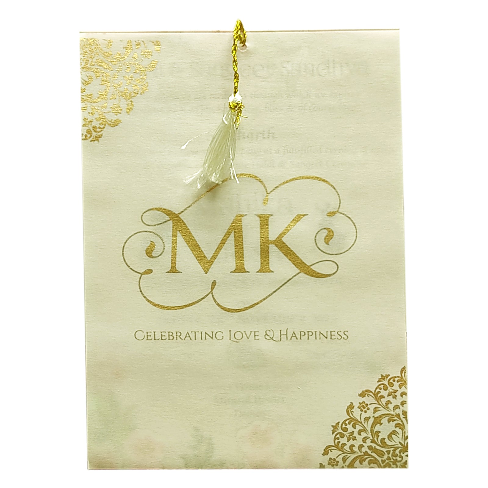 Light Brown MDF Floral Invitation-KVN06360