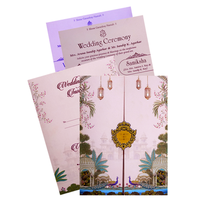 Pink Palace Themed Door - Style Wedding Card-KNKC4079