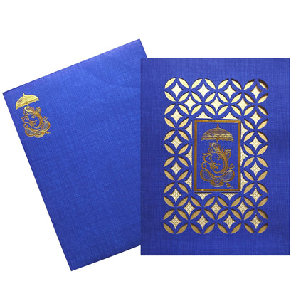 Elegant Blue Shading With Laser Cut Wedding Card - KNK50070