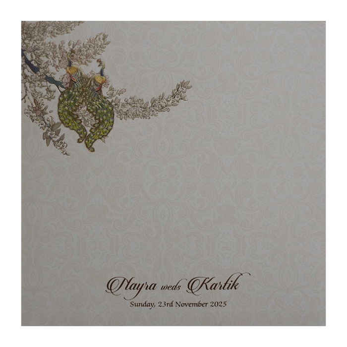 Cream Padded Box Invitation Card-King of Cards