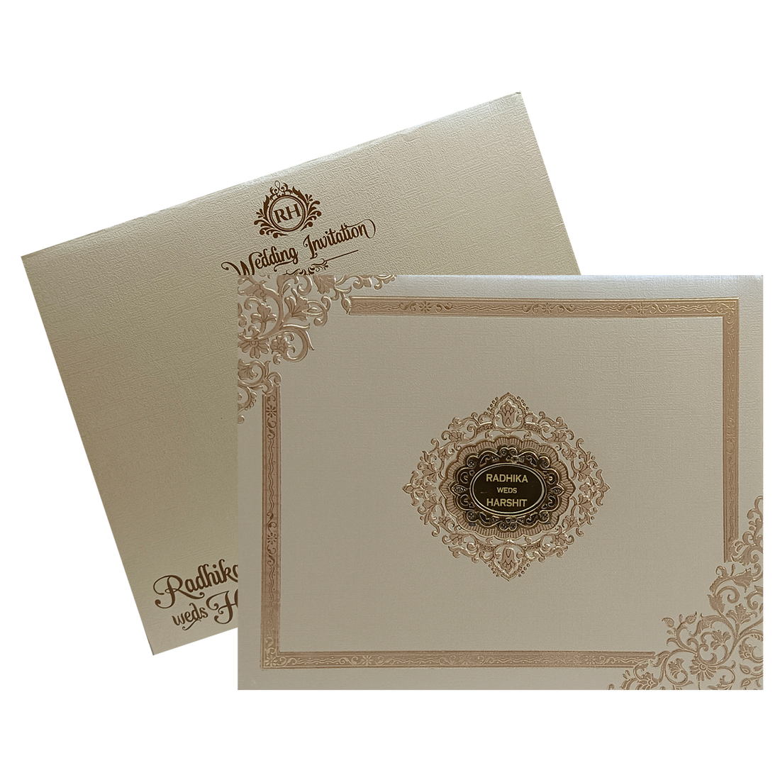 Metallic Light Brown Wedding Card-KSI12240