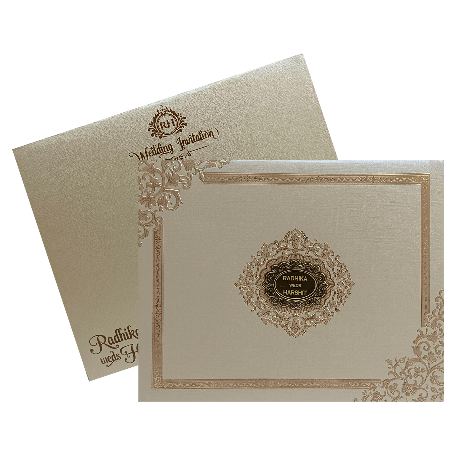 Metallic Light Brown Wedding Card-KSI12240
