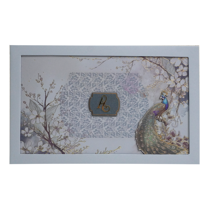 Grey Padded Marriage Invitation Card-King of Cards