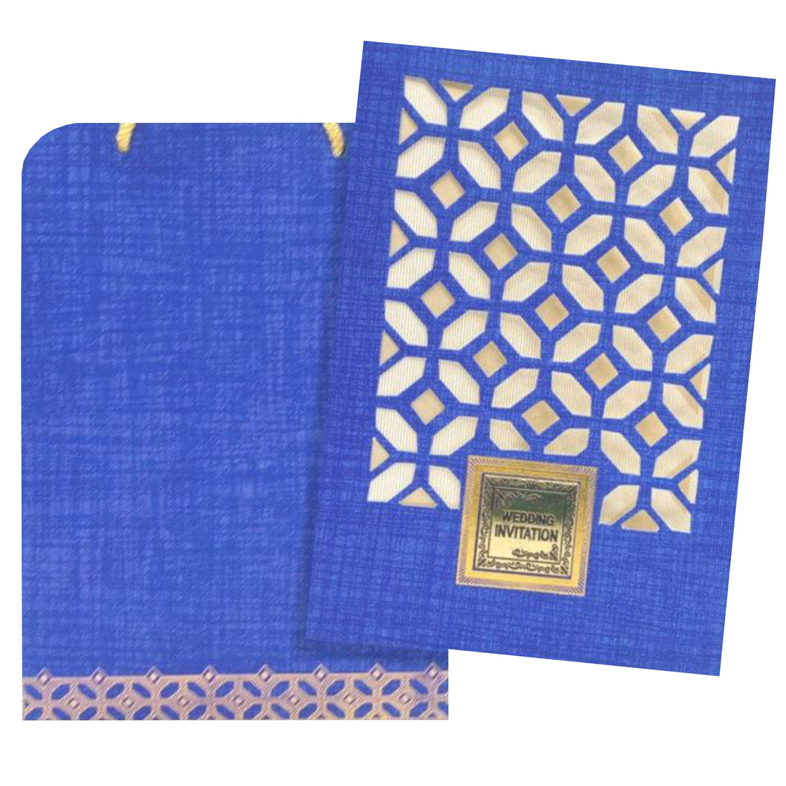 Bright Blue Shading With Cut Design Bag Type Wedding Card-KNCA203B
