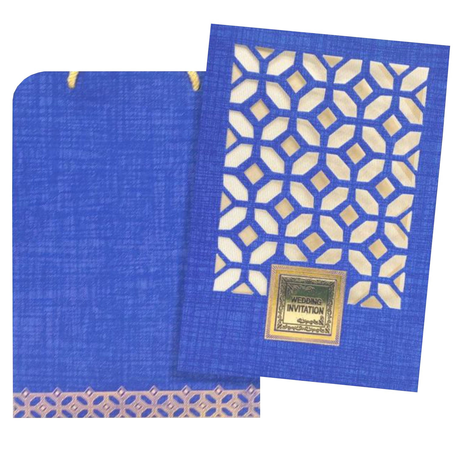 Bright Blue Shading With Cut Design Bag Type Wedding Card-KNCA203B