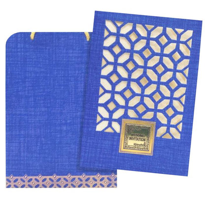 Bright Blue Shading With Cut Design Bag Type Wedding Card-King of Cards