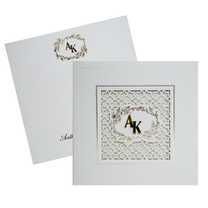 Ivory Laser Cut Padded Wedding Card-King of Cards