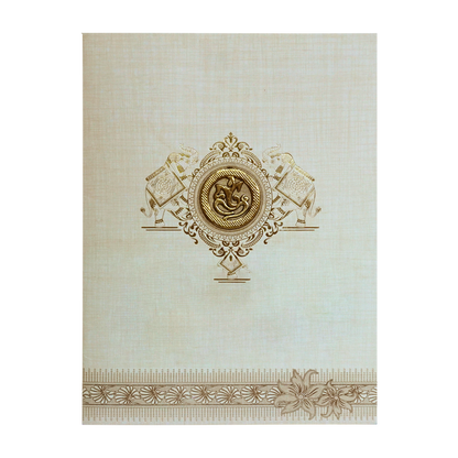 Grey Jumbo Metallic Elephant Design With Gold Foiling-KNK5021G