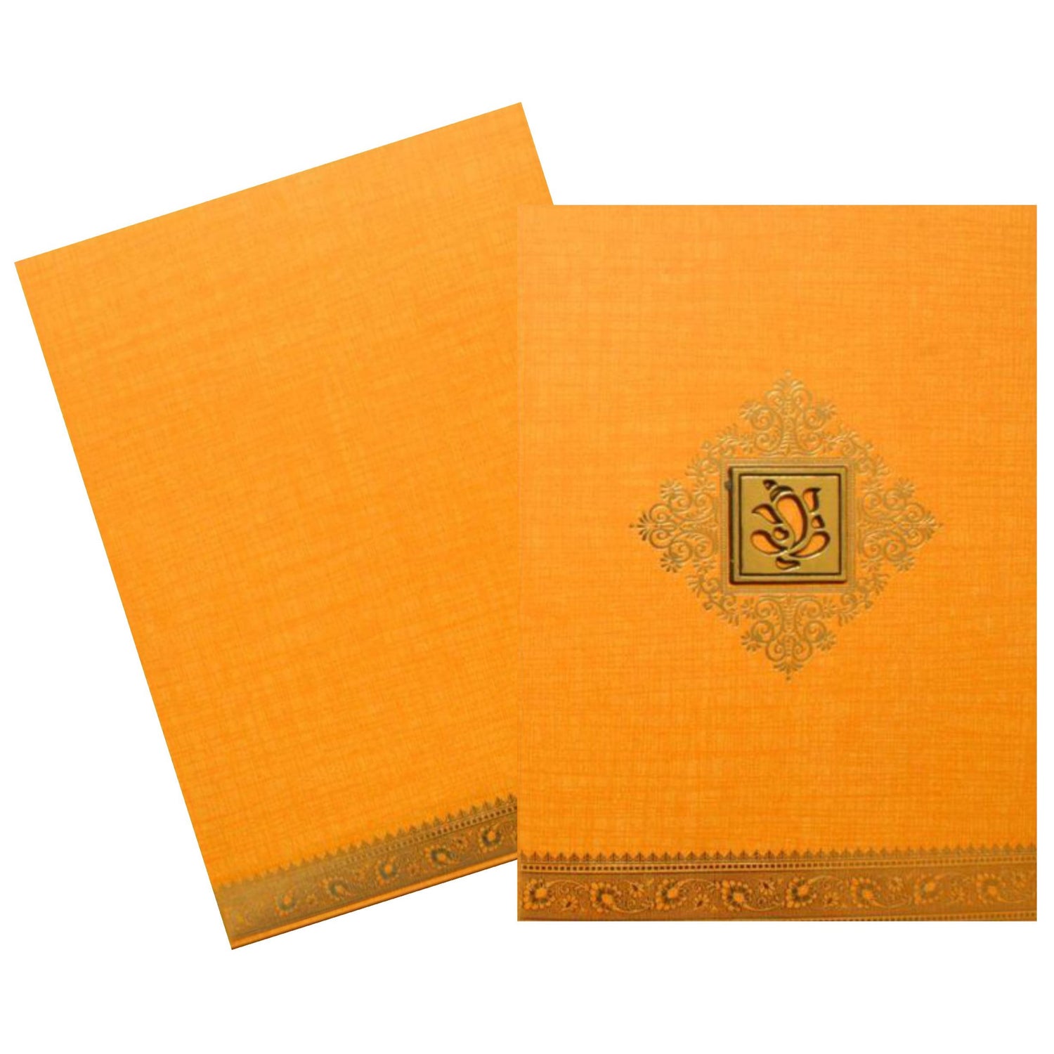 Orange Metallic Chivalrous Gold Design With Ganesha-KNCM15OG