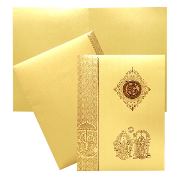 Gold Balaji Padmavathi Design Wedding Card-King of Cards