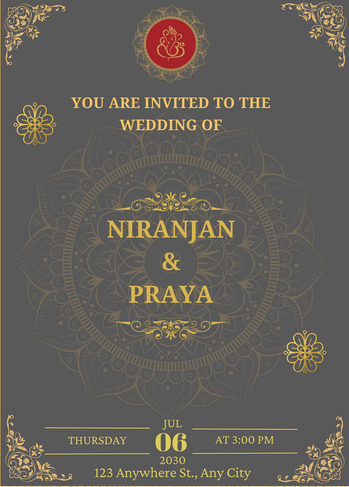 Grey Blush Hindu Wedding Invitation-AAHIN002