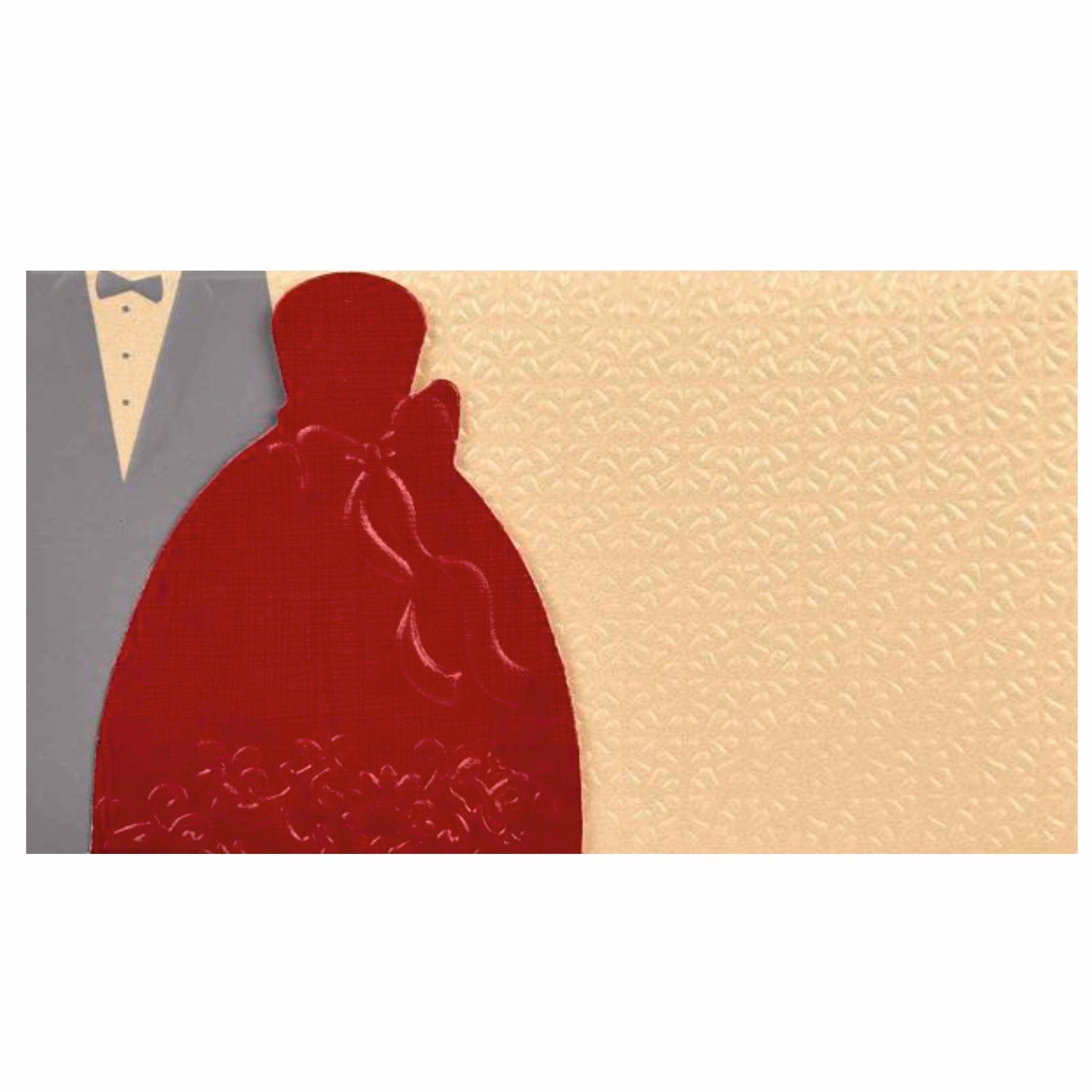 Cream Shading With Bride And Groom Personal Wedding Card - KNK30430