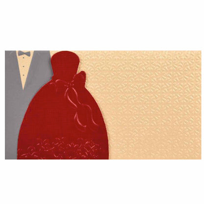 Cream Shading With Bride And Groom Personal Wedding Card - KNK30430