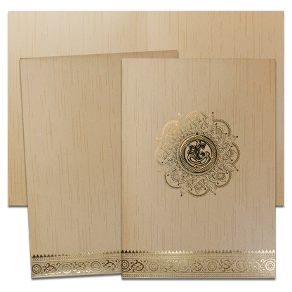 Gold Ganesha Traditional Wedding Card-KNKR026C