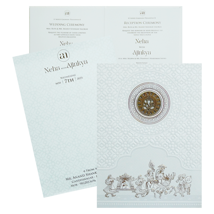 Chalk White Floral Invitation-King of Cards