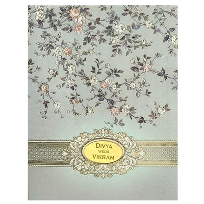 Grey Floral Nameplate Invitation Card-King of Cards