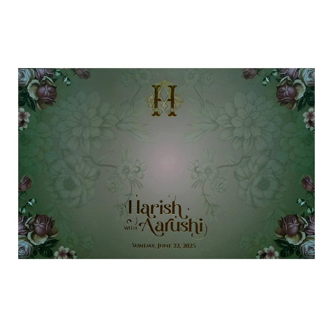 Water Green Royal Wedding Card-KVN07250