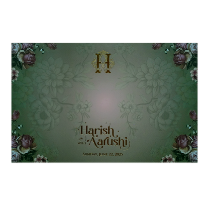 Water Green Royal Wedding Card-KVN07250