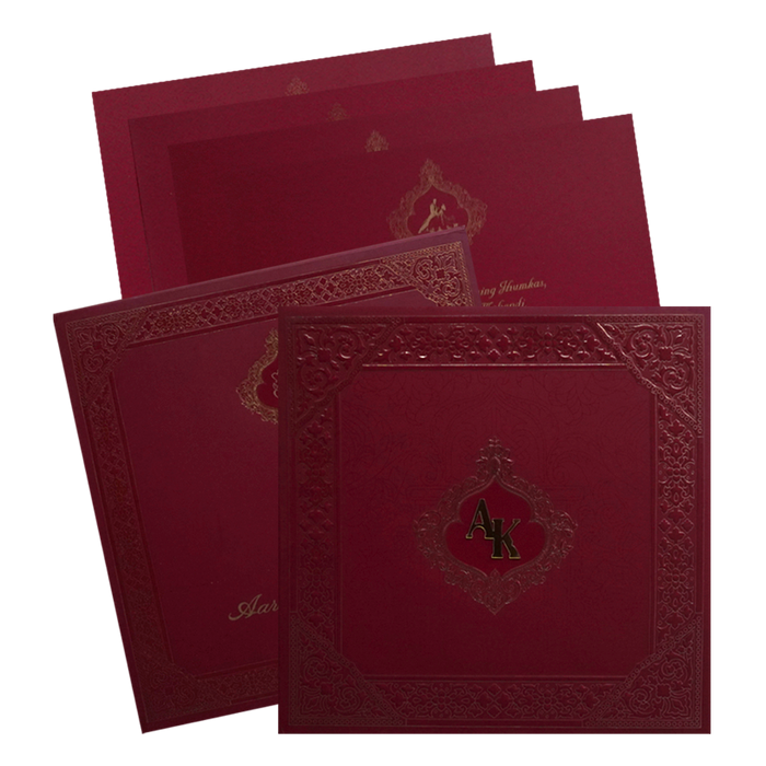 Red Embossed Marriage Card-King of Cards