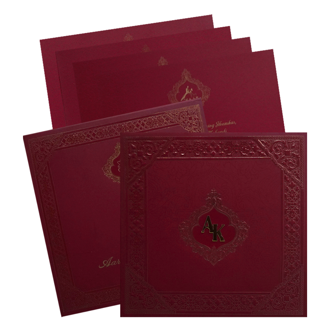 Red Embossed Marriage Card-KPR09310