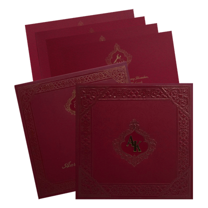 Red Embossed Marriage Card-KPR09310