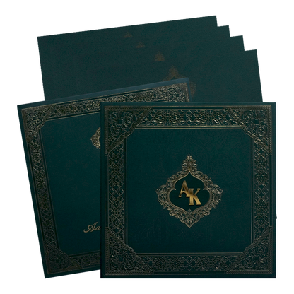 Make your event special with our exclusive Dark Green Embossed Wedding Card. Shop now! ?WhatsApp Support ?Express Delivery.