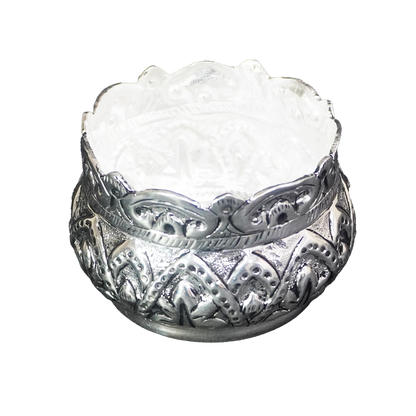 Ornate Silver-Plated Pooja Bowl-GRI0520