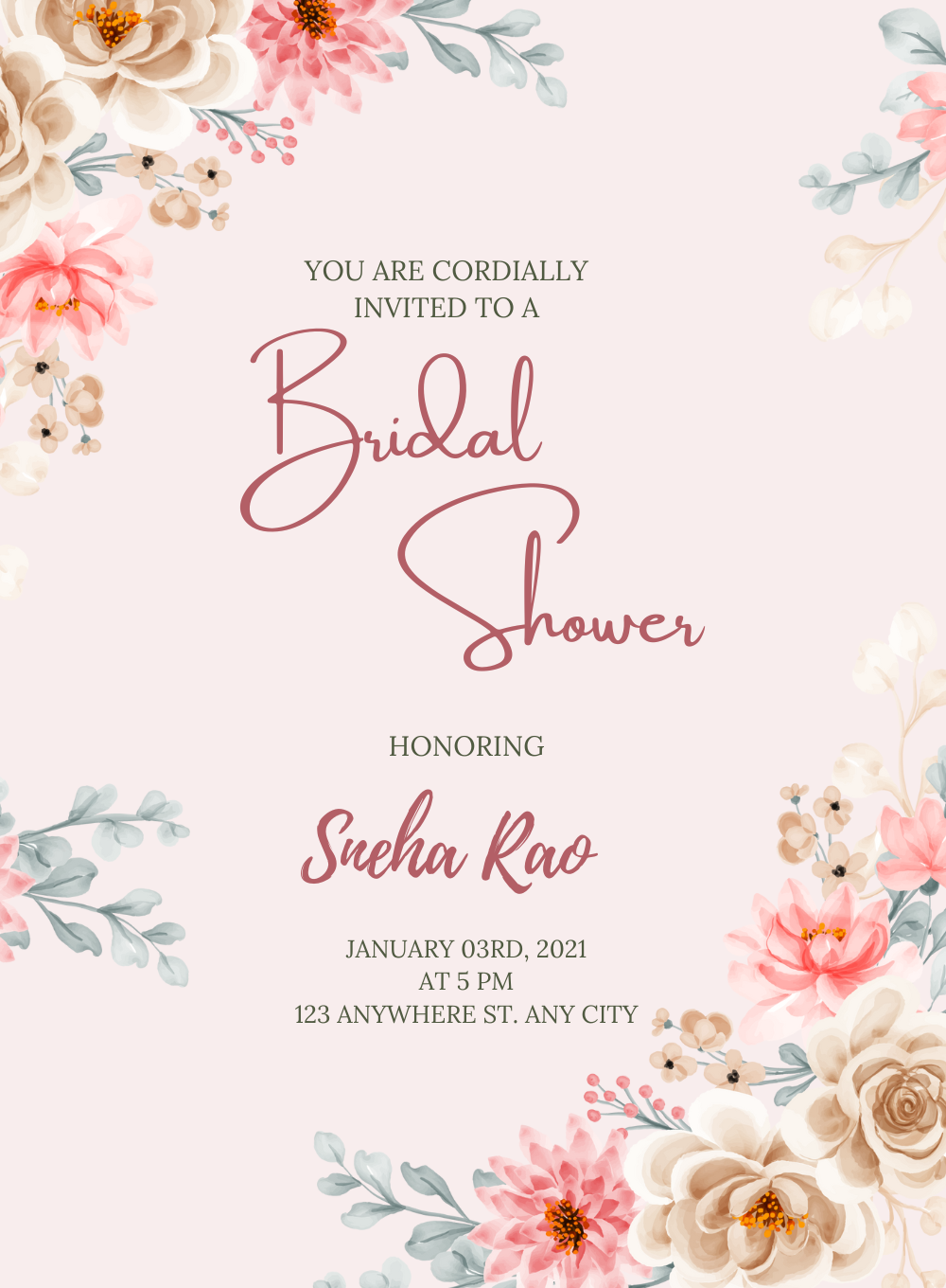 Pink Perfection Bridal Shower Invitation-AABDS004