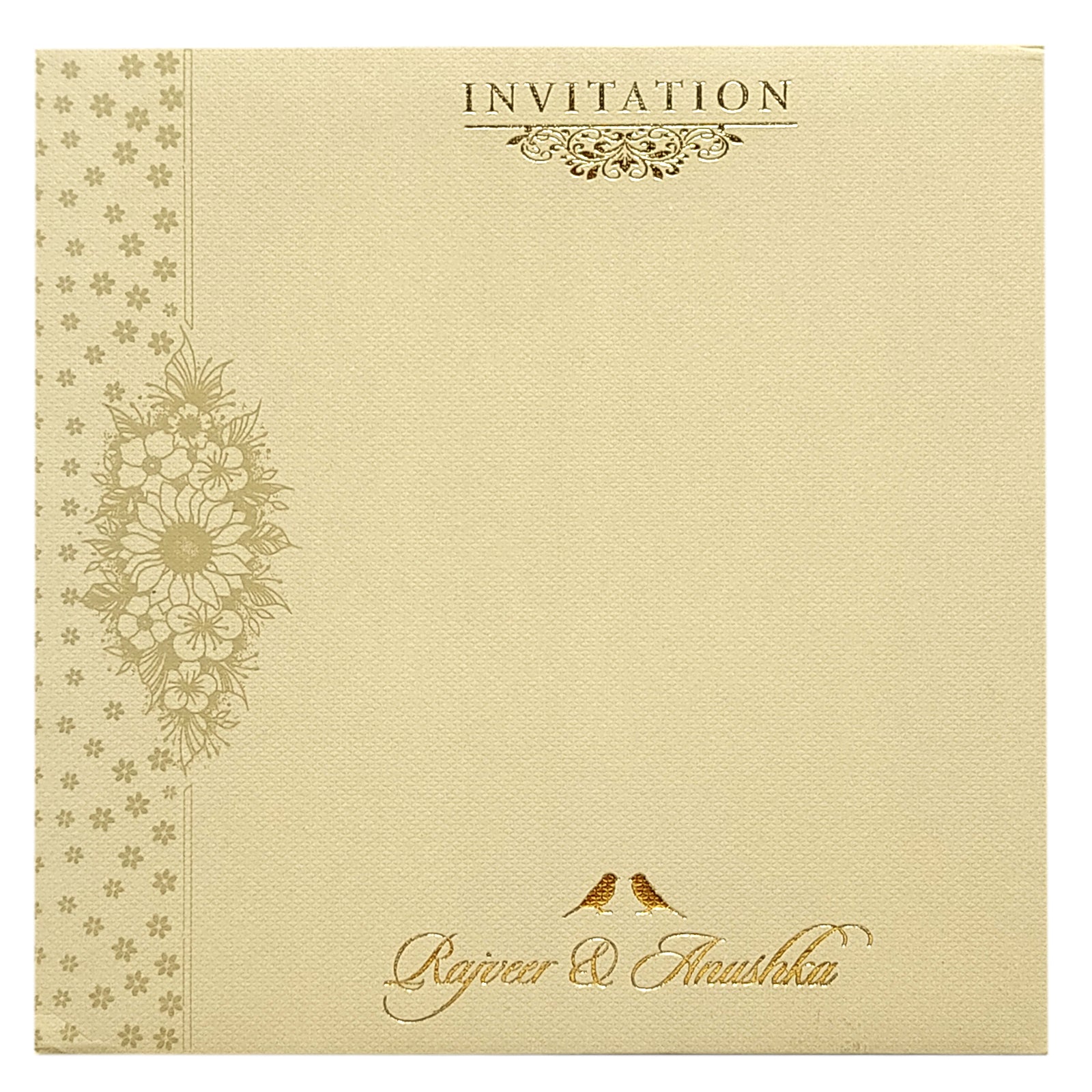 Light Grey Embossed Floral Padded Invitation-KRC29700