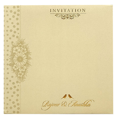 Light Grey Embossed Floral Padded Invitation-KRC29700