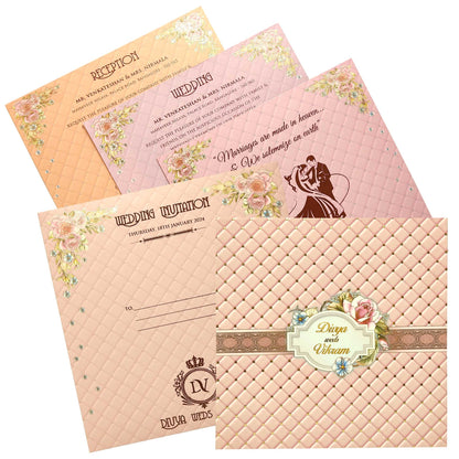 Elegant and attractive Pink padded floral envelope with EP sticker invitation card! Buy now! ? Customer Support ? Home Delivery