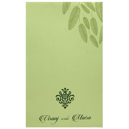 Pastel Green Leaf Design Invitation Card-King of Cards