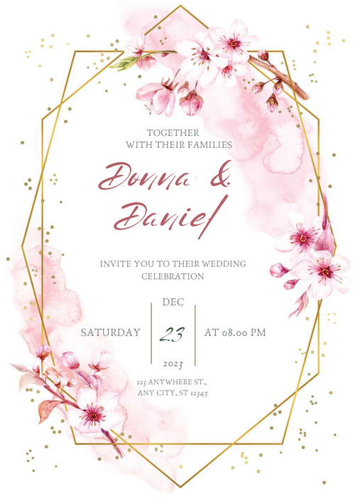 Baby Pink Elegant Christian Wedding Invitation-AACWI004