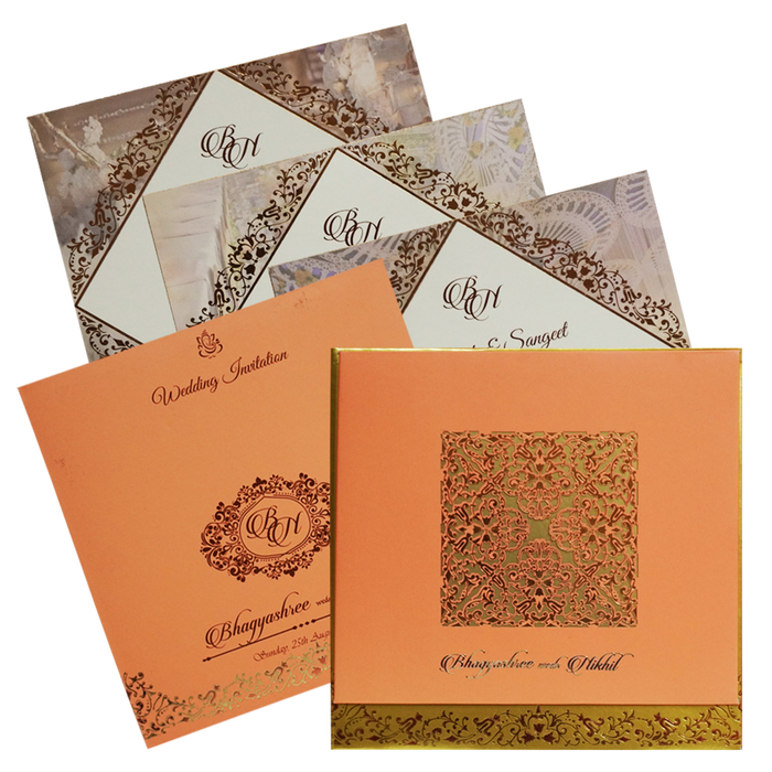 Orange Padded Marriage Wedding Card-King of Cards