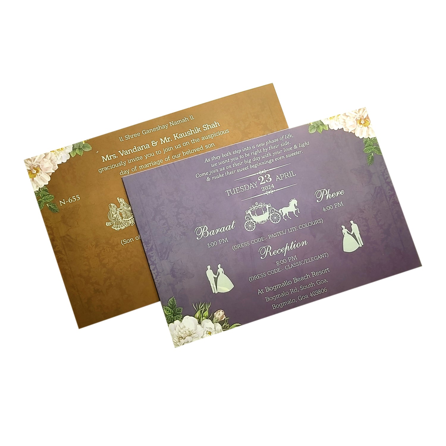 Dark Olive Green Padded Invitation-KVN06550