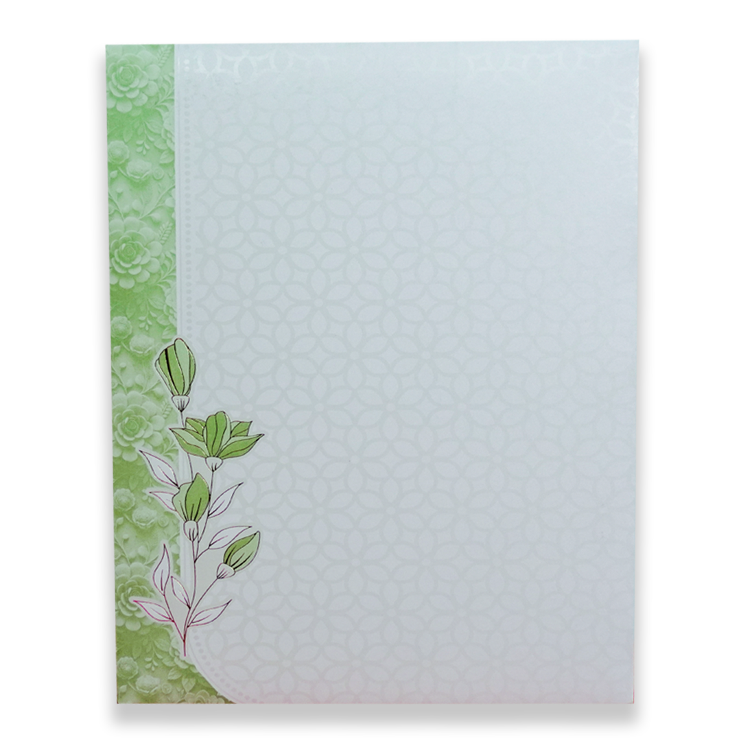 White Green Floral Wedding Card - KNJS2086G