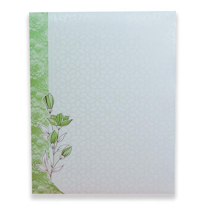 White Green Floral Wedding Card - KNJS2086G