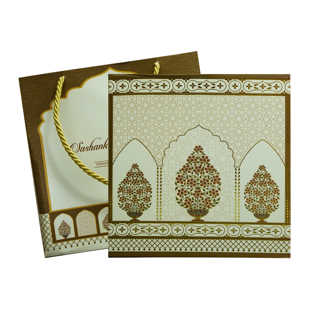 Brown Traditional Box Wedding Invitation-KRC30880